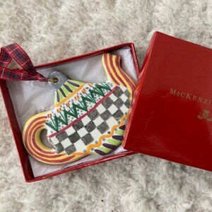 Vintage McKenzie-Childs Ceramic Teapot Ornamanet